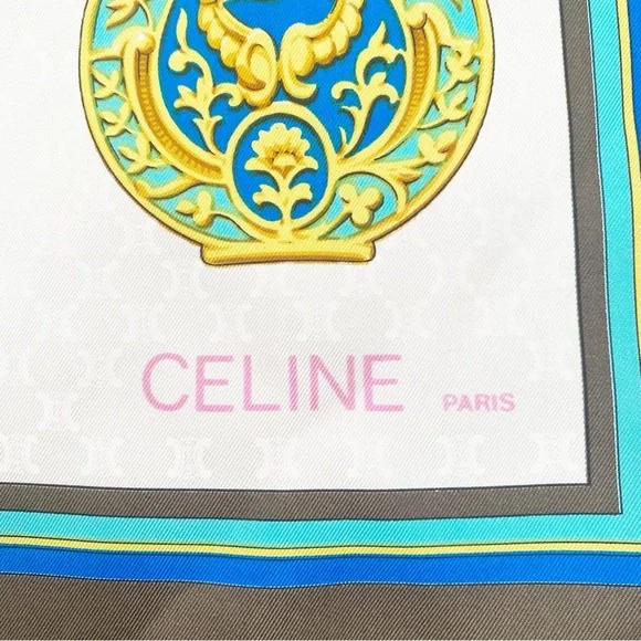 CELINE Paris Carre 90 100% Silk Medallion Ornament Print Square Scarf - Picture 2 of 8